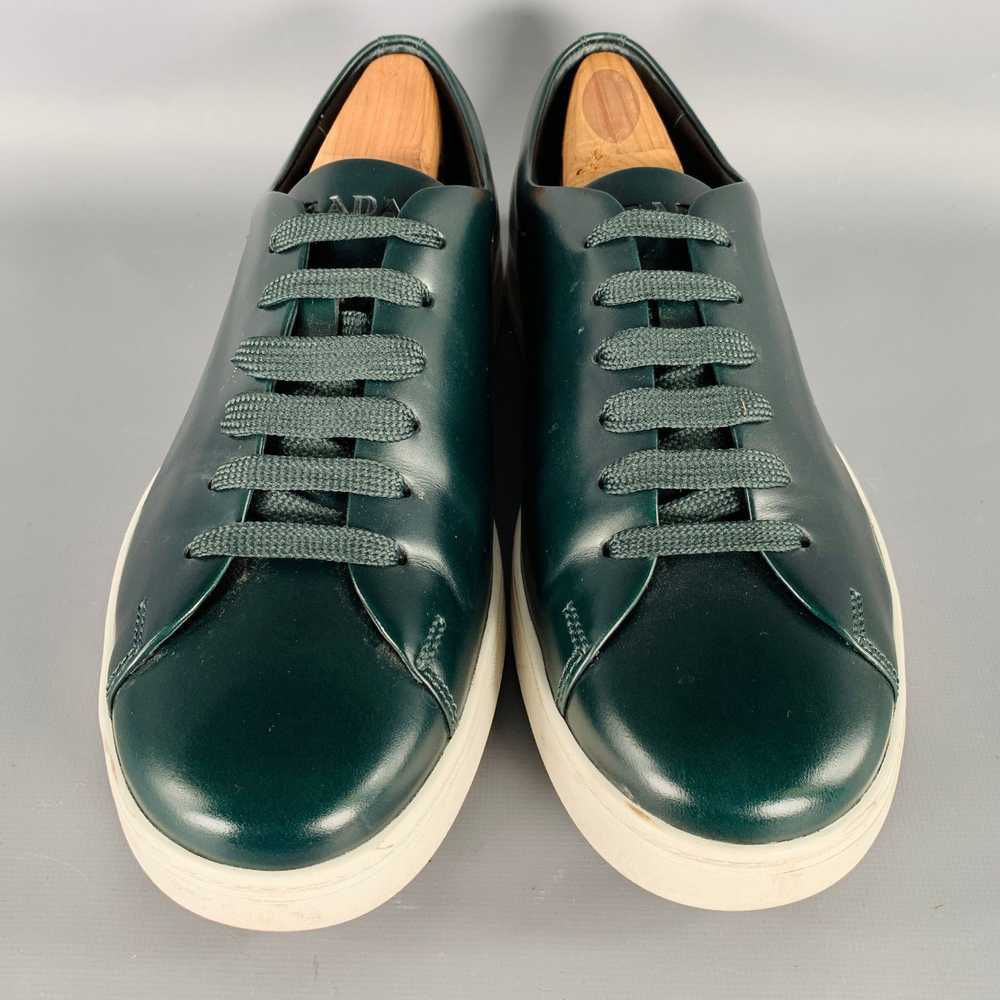 Prada Green White Leather Low Top Sneakers - image 4