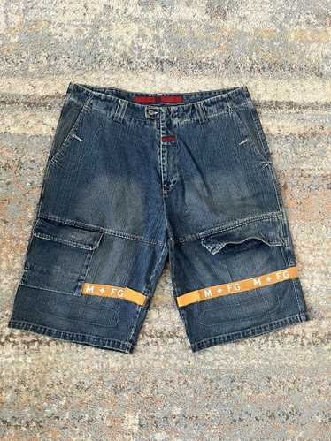 Vintage hotsell Girbaud Jeans Blue Denim Shorts black Velcro straps