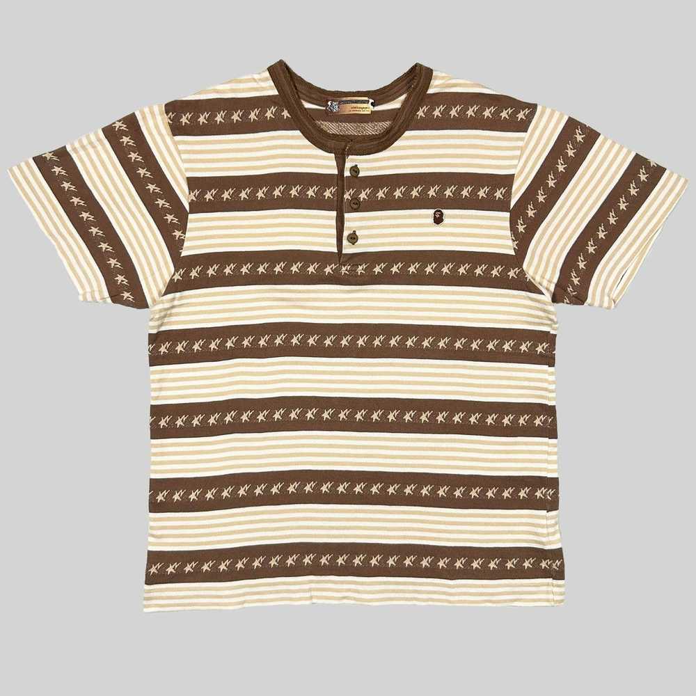 Bape Bape Sta Stripe Henley Tee - image 1