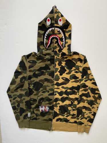 Bape A Bathing Ape Yellow/Green Camo Split Shark … - image 1