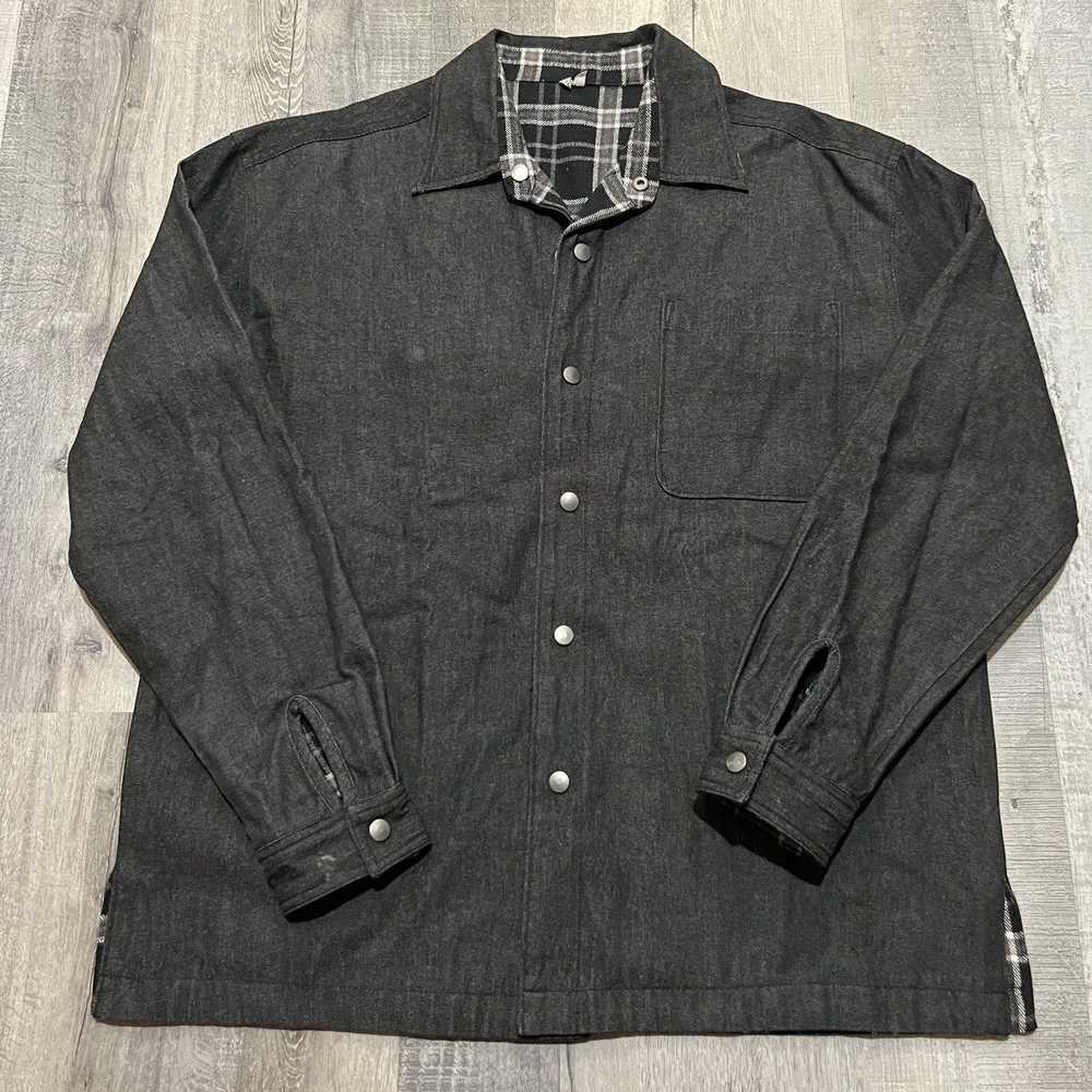 Vintage VTG Black Denim Heavyweight Plaid Lined 9… - image 3