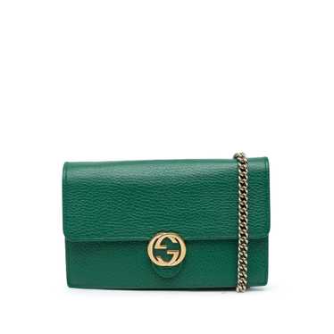 Green Gucci Interlocking G Dollar Calfskin Wallet 