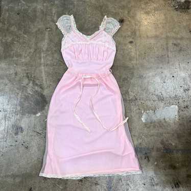 Other Pastel Pink 1960s Coquette Embroidered Night