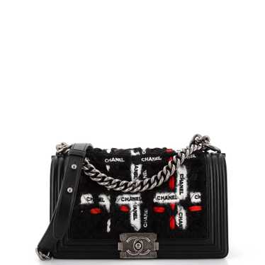 CHANEL Boy Flap Bag Quilted Logo Ribbon and Tweed… - image 1