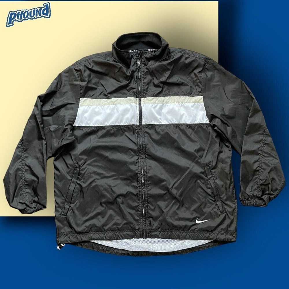 Nike Vtg Nike Nylon Jacket Logo 90s Y2K Black Men… - image 1