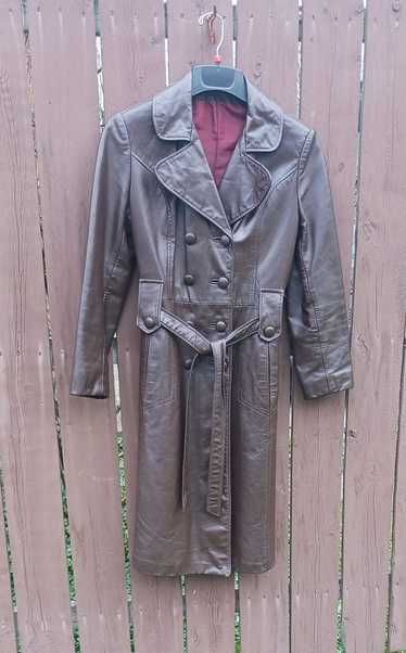 70s leather trench coat - Gem