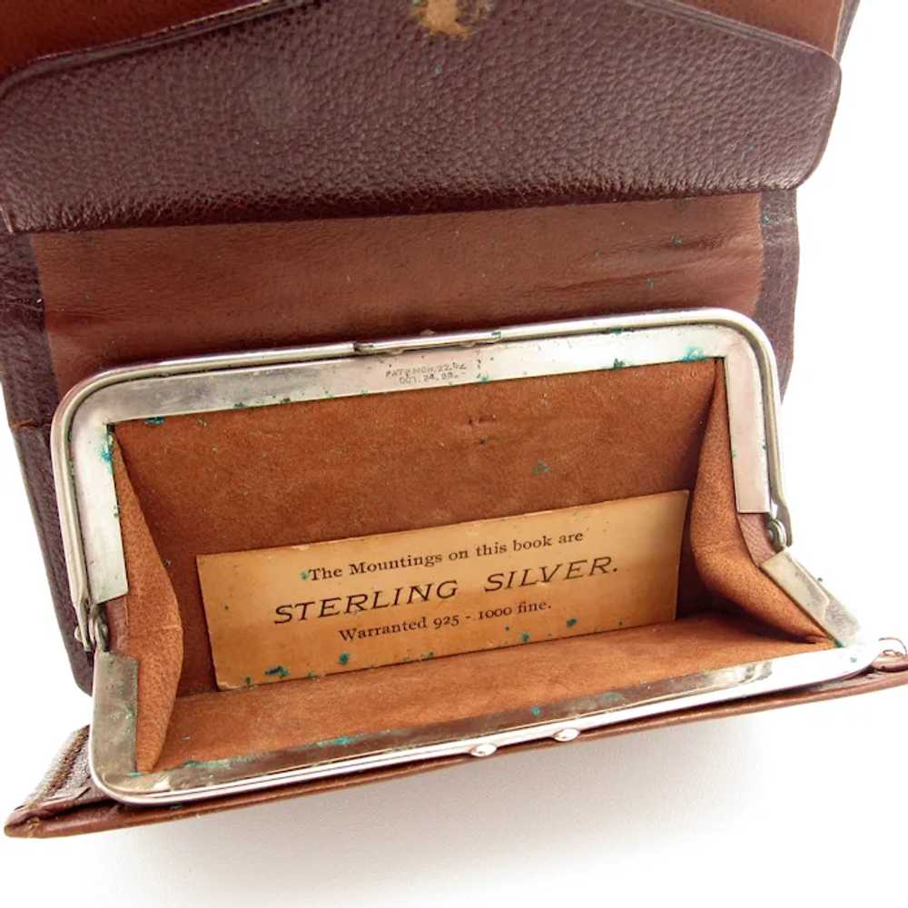 Antique Sterling and Leather Purse Wallet - image 4