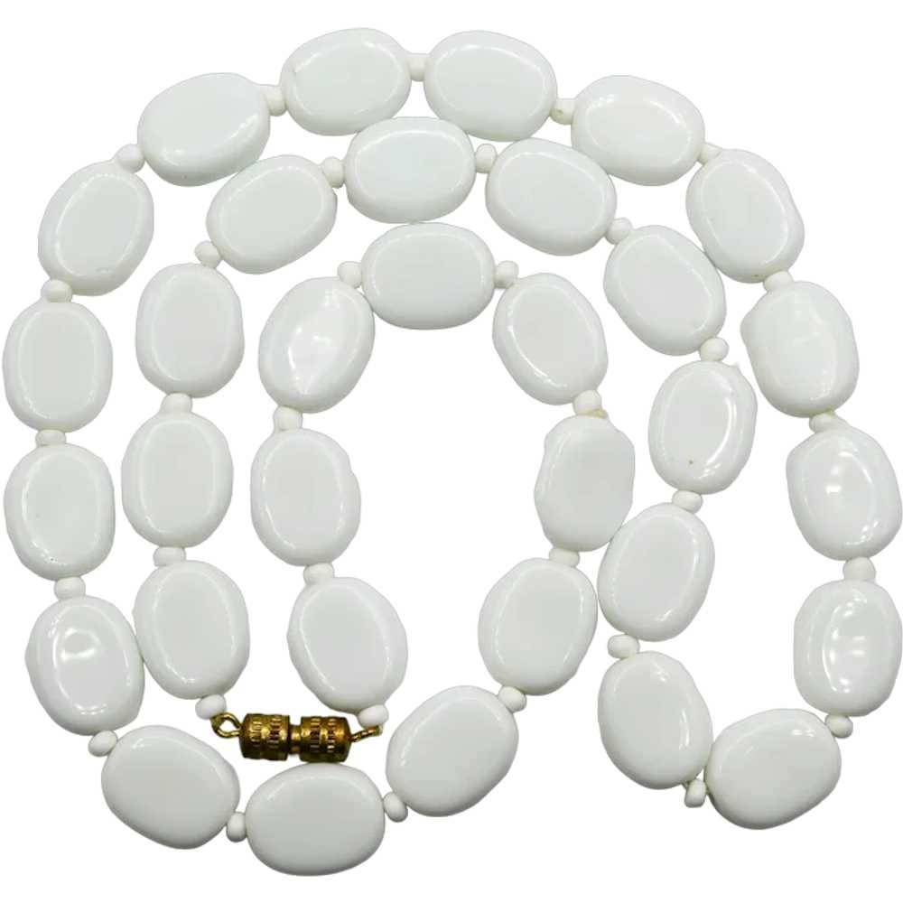 White Glass Lozenge Bead Necklace - image 1