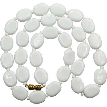 White Glass Lozenge Bead Necklace - image 1