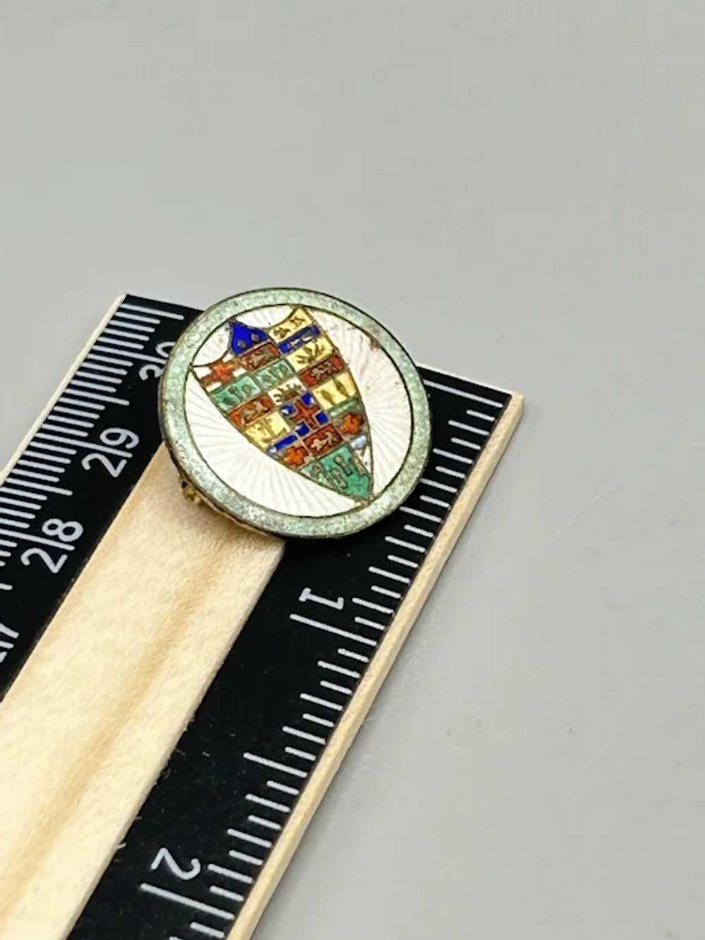 Antique Enamel Shield Guilloche Pin Brooch Colorf… - image 8