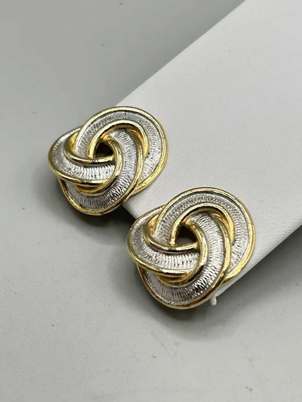 Gold and Silver Tone Love Knots Clip On Earrings … - image 5