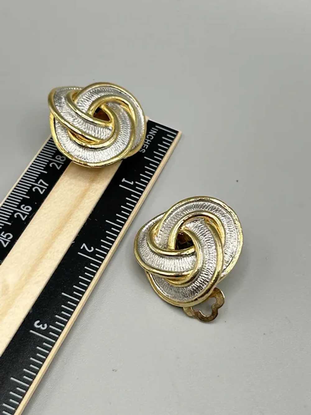 Gold and Silver Tone Love Knots Clip On Earrings … - image 8