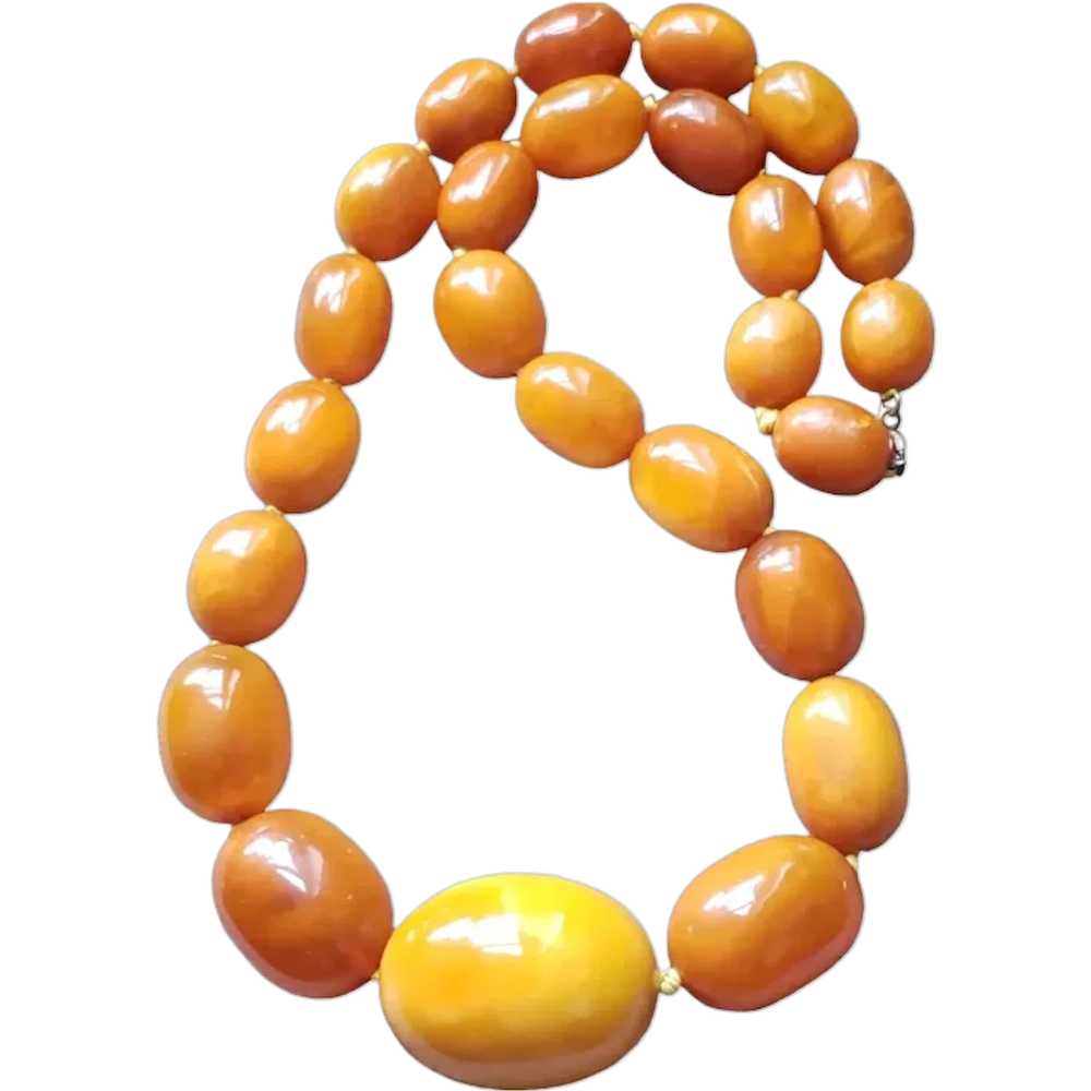 Huge Natural Butterscotch Eggyolk Amber  Necklace… - image 1