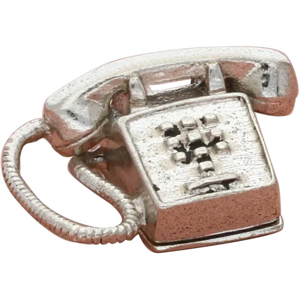 Sterling Silver Vintage 3D Push Button Telephone … - image 1