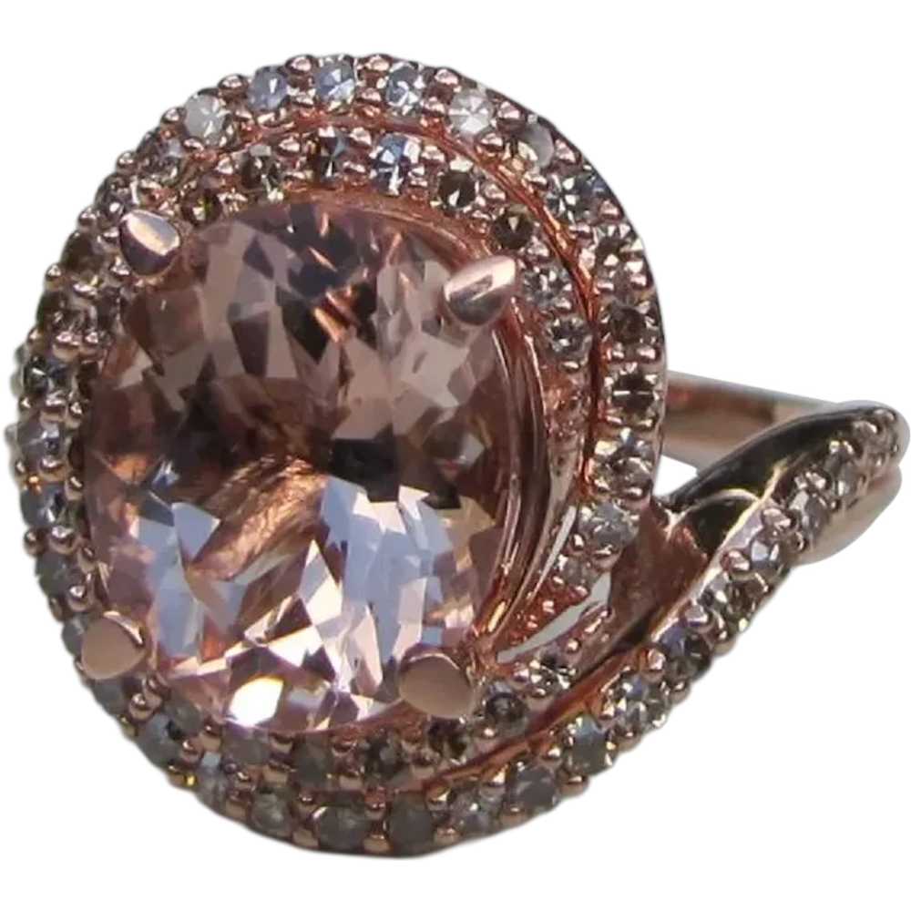 10K Rose Gold Morganite and Diamond Ring - image 1