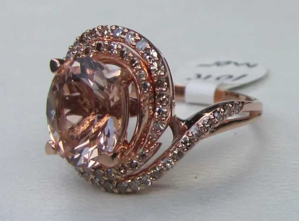 10K Rose Gold Morganite and Diamond Ring - image 6