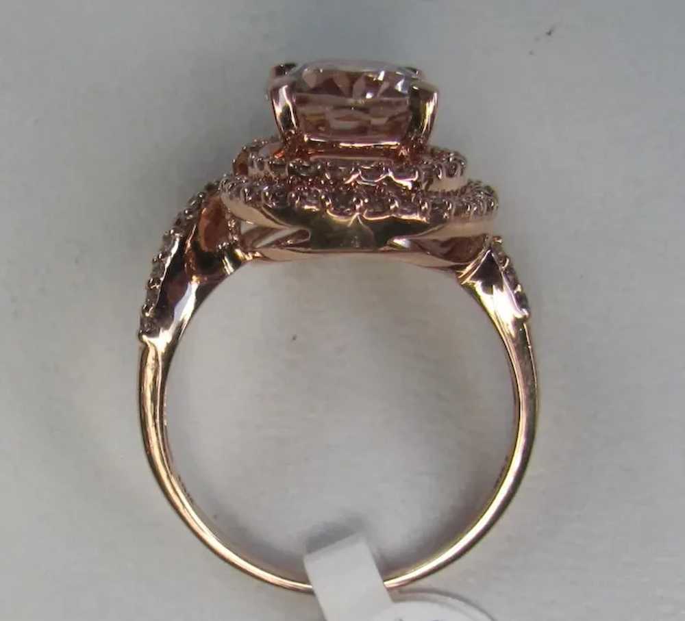 10K Rose Gold Morganite and Diamond Ring - image 7