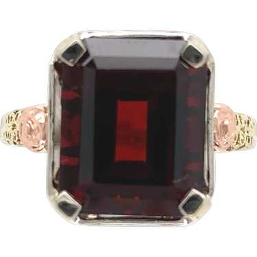 14K White Gold 5.48 carat Garnet Ring with Rose G… - image 1