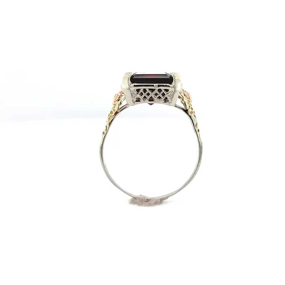 14K White Gold 5.48 carat Garnet Ring with Rose G… - image 2