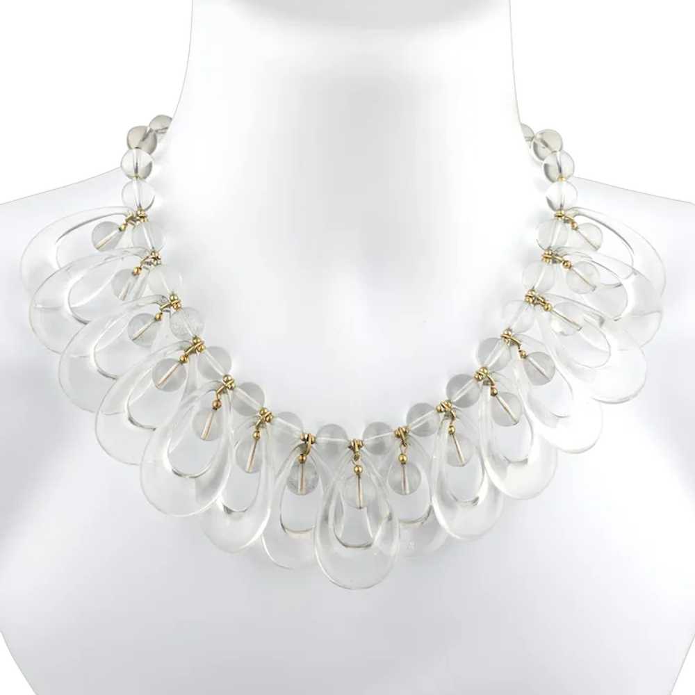 Rare CASTLECLIFF Clear Lucite Bib Necklace ~ Stat… - image 1