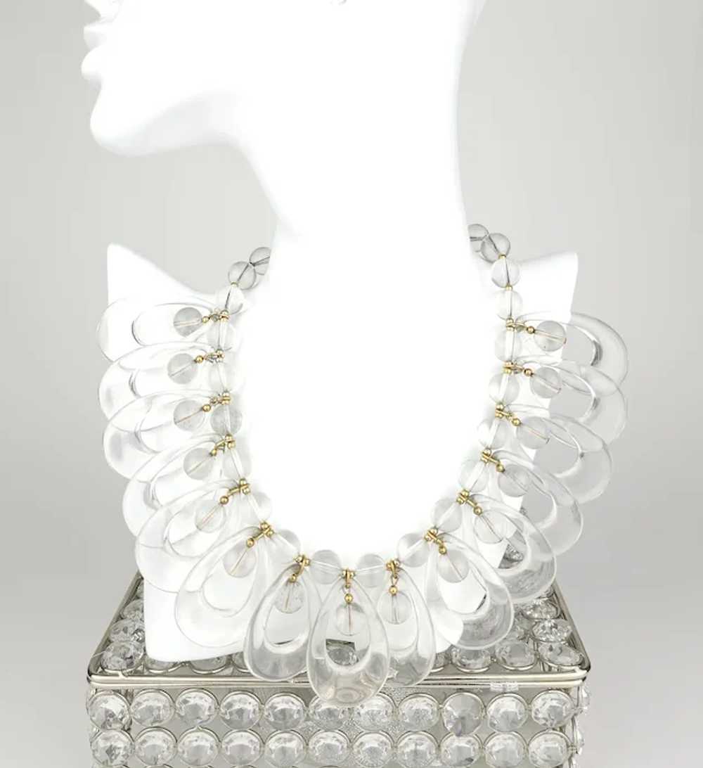 Rare CASTLECLIFF Clear Lucite Bib Necklace ~ Stat… - image 2