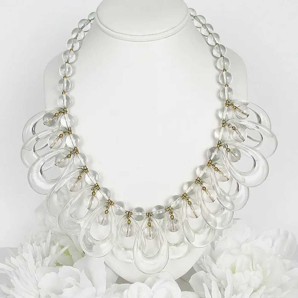 Rare CASTLECLIFF Clear Lucite Bib Necklace ~ Stat… - image 3