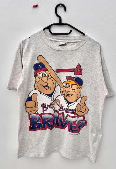 Vintage Atlanta braves MLB flinstones grey T-shirt