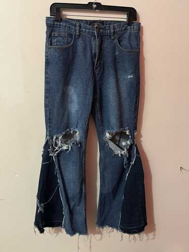 Custom × Vintage Custom distressed flare denim