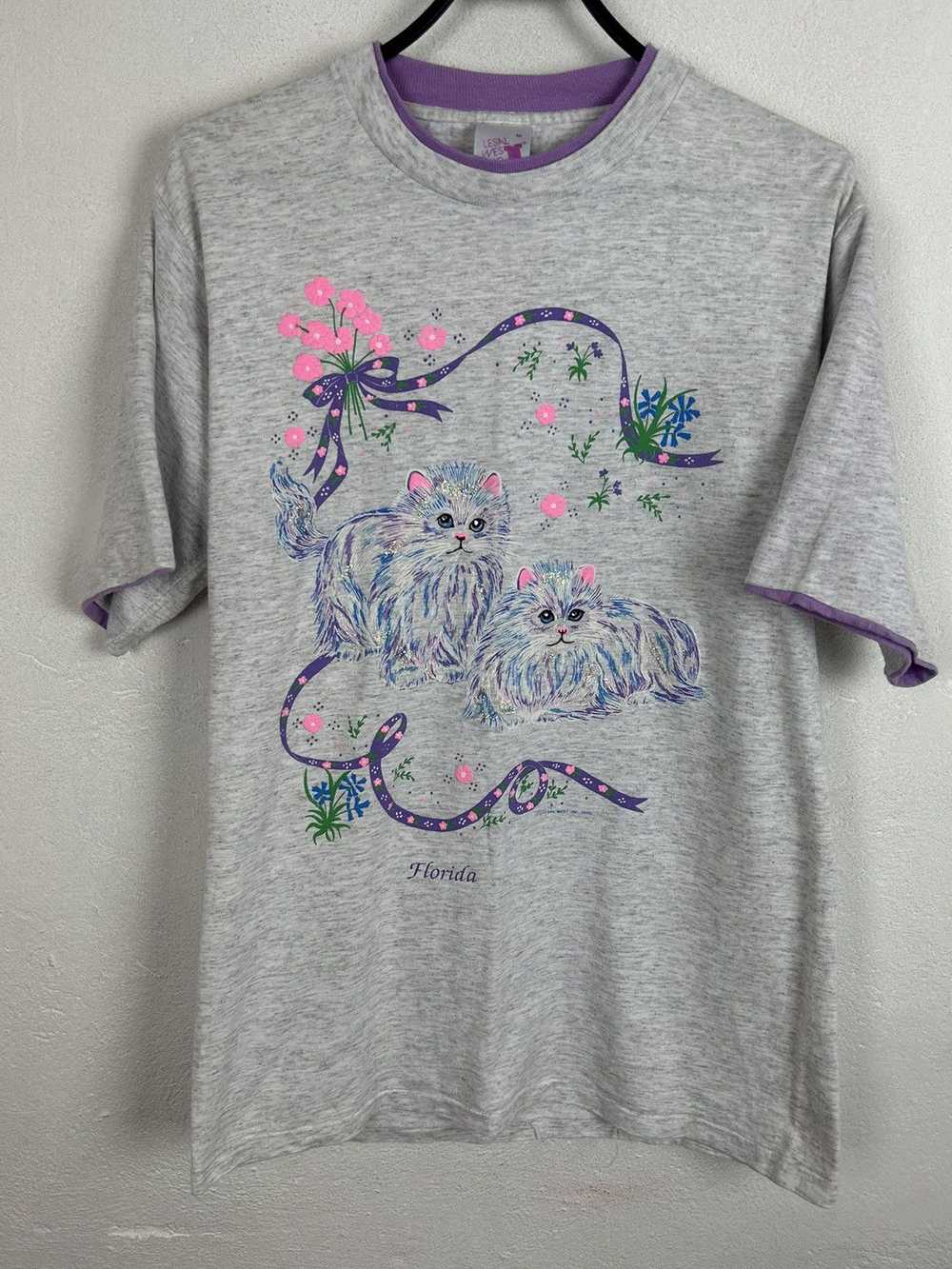 90s Vintage 1990 Beautiful Cats Kitten Embossed T… - image 1