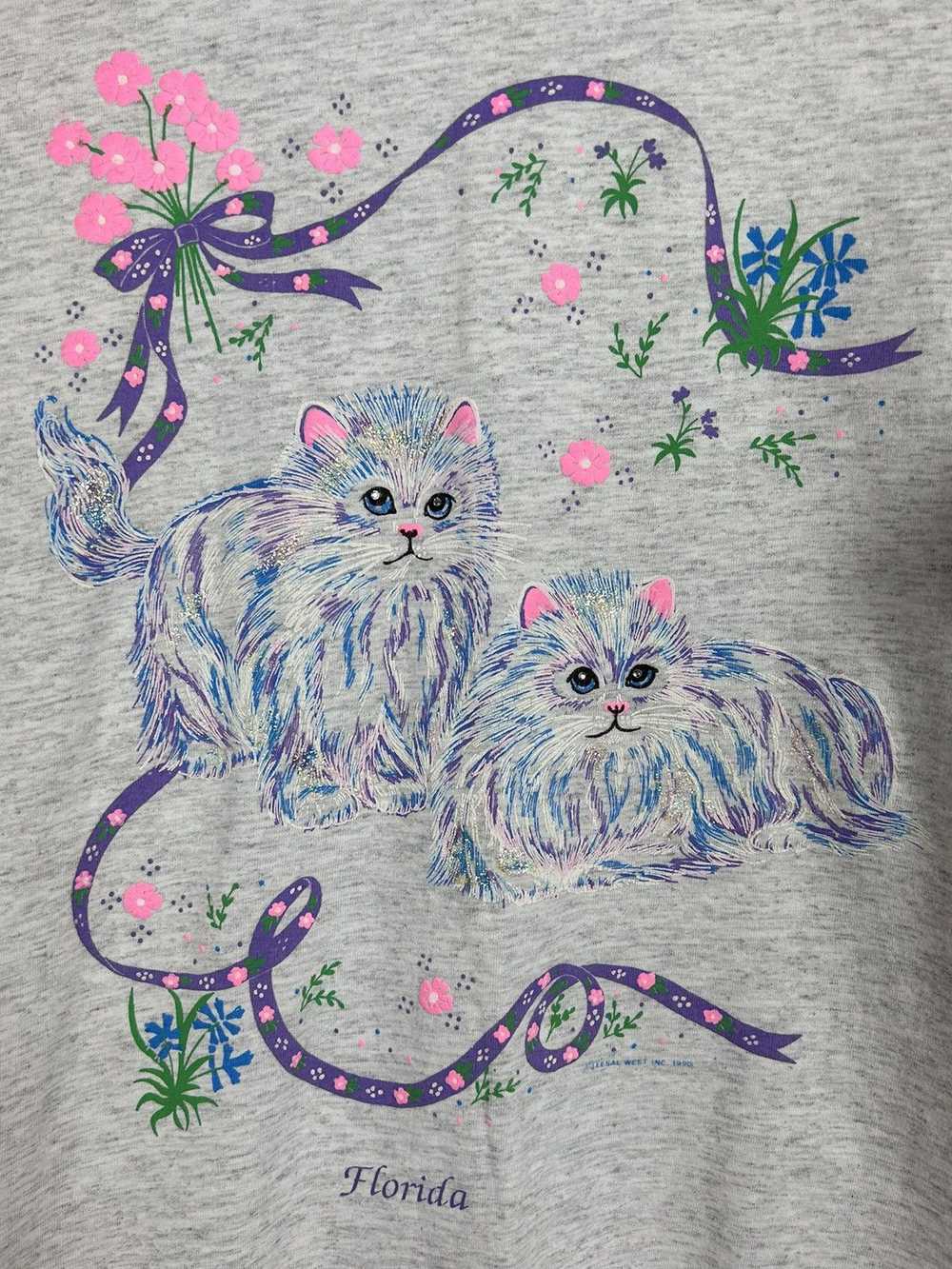 90s Vintage 1990 Beautiful Cats Kitten Embossed T… - image 2