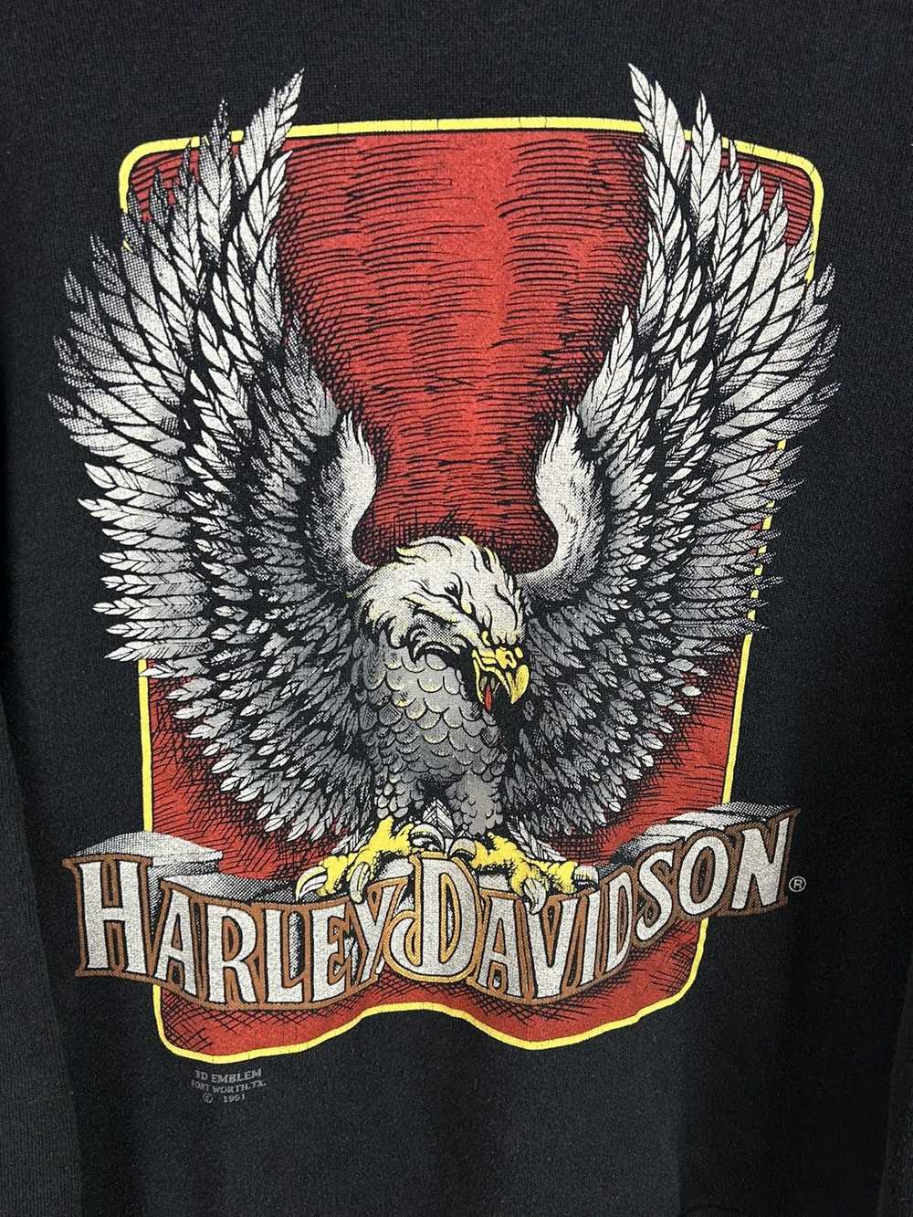 90s Vintage 1991 3D Emblem Harley Davidson Eagle … - image 2