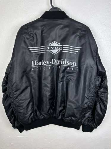 80s Vintage Harley Davidson Motorcycles Satin Bom… - image 1