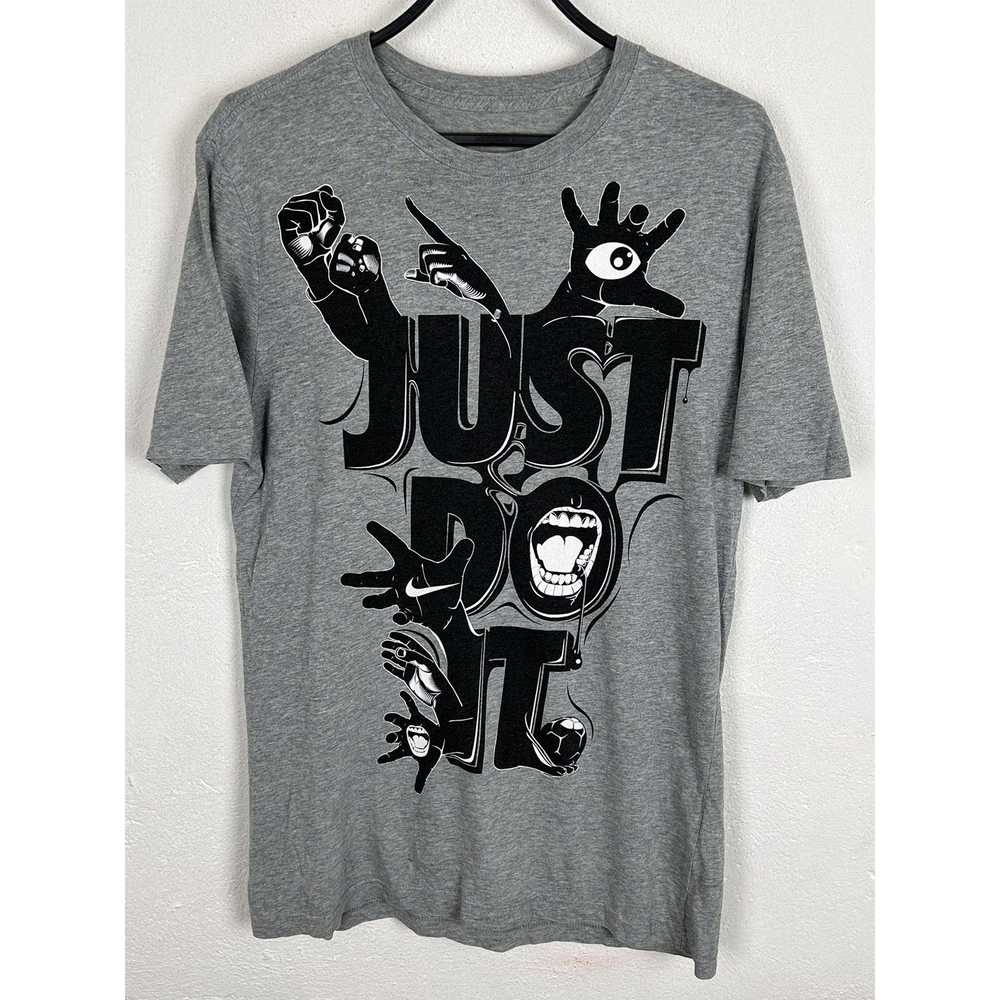 Vintage Nike Crazy Just Do It Logo T-Shirt In Gray - image 1