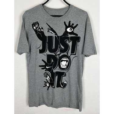 Vintage Nike Crazy Just Do It Logo T-Shirt In Gray - image 1