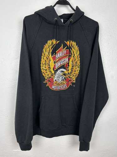 90s Vintage Harley Davidson Eagle Sun Faded Hoodie