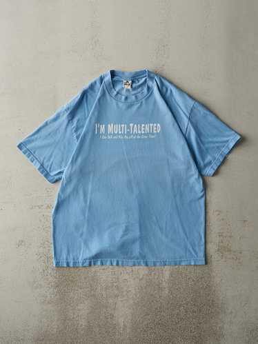 Vintage Y2K Blue "I'm Multi-Talented" Slogan Tee (