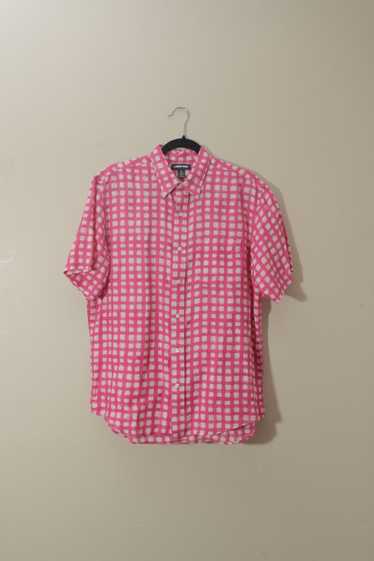 Lands End Lands End Pink Checkered Vintage Button 