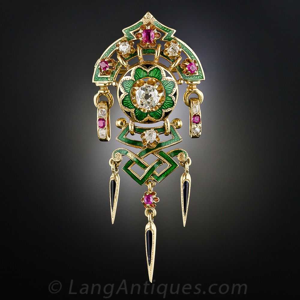 Renaissance Revival Antique French Diamond, Ruby … - image 10