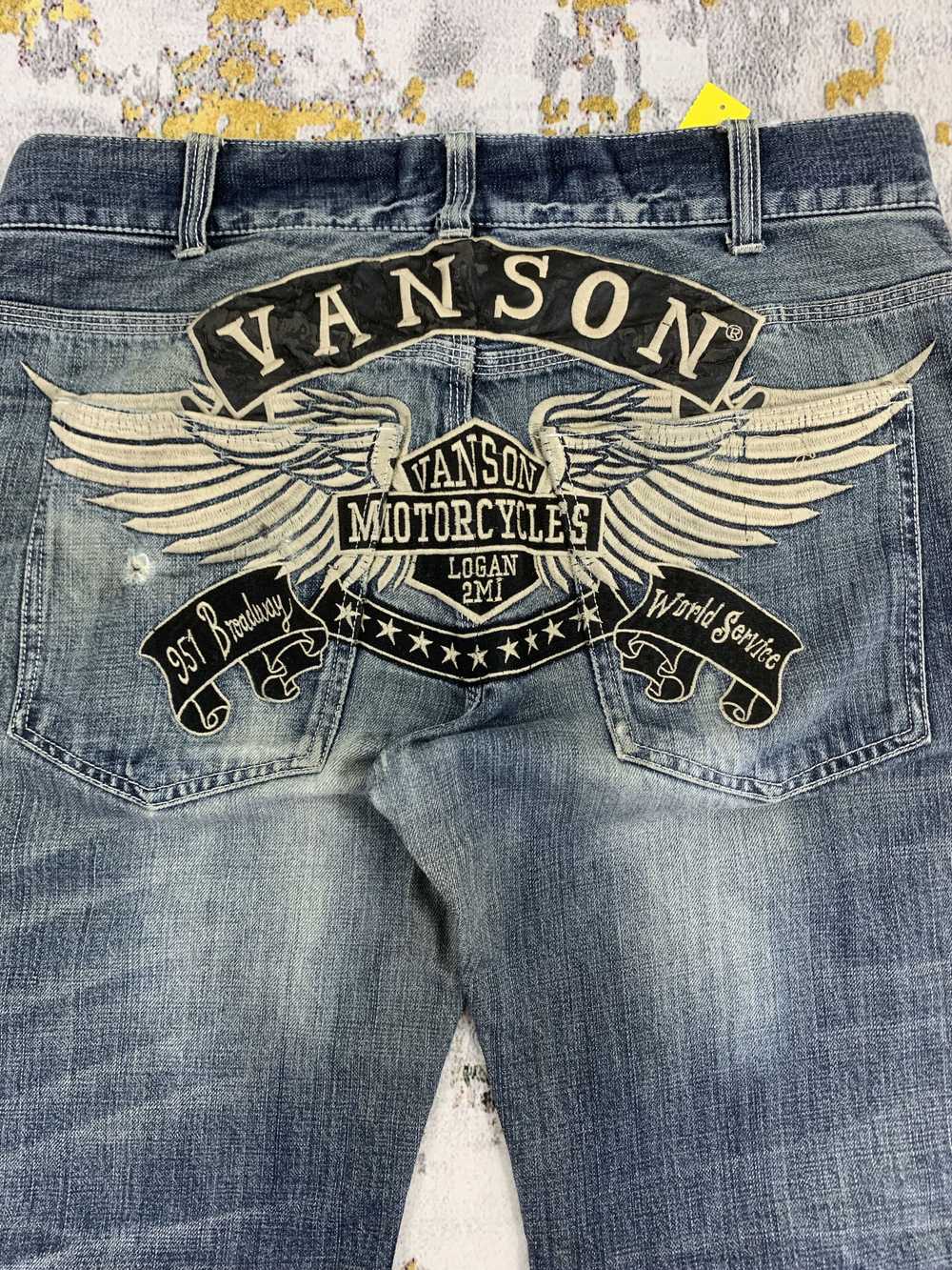 Distressed Denim × Racing × Vanson Leathers Blue … - image 7