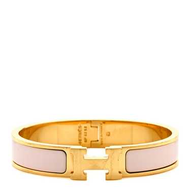 HERMES Enamel Narrow Clic Clac H Bracelet GM Rose… - image 1