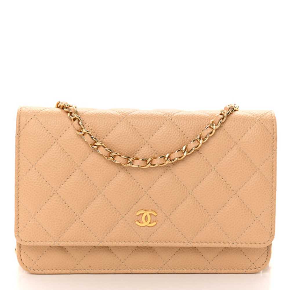 CHANEL Caviar Quilted Wallet On Chain WOC Beige - image 1