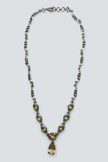 Citrine Loopy Chain Necklace - Sterling Silver