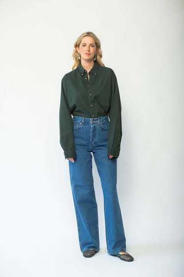 Vintage Green Button Down - Green