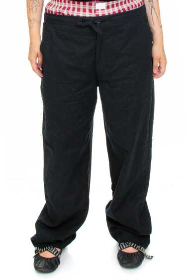 Vintage Y2K Black Linen Blend Pants - XL/2X