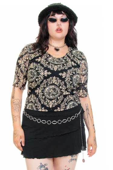 Vintage 90's Nicola Lace Floral Barque Top - L/XL