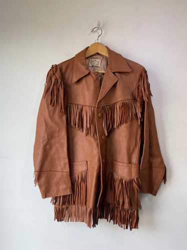 Vintage 1960s Jo-kay Brown Leather Fringe Jacket