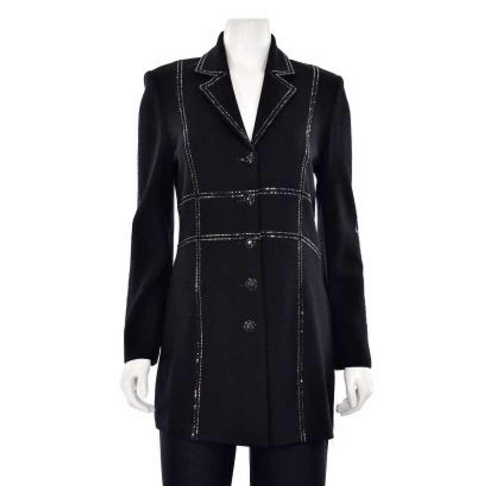 St. John Evening Long Black Jacket w/ Crystal Trim - image 1