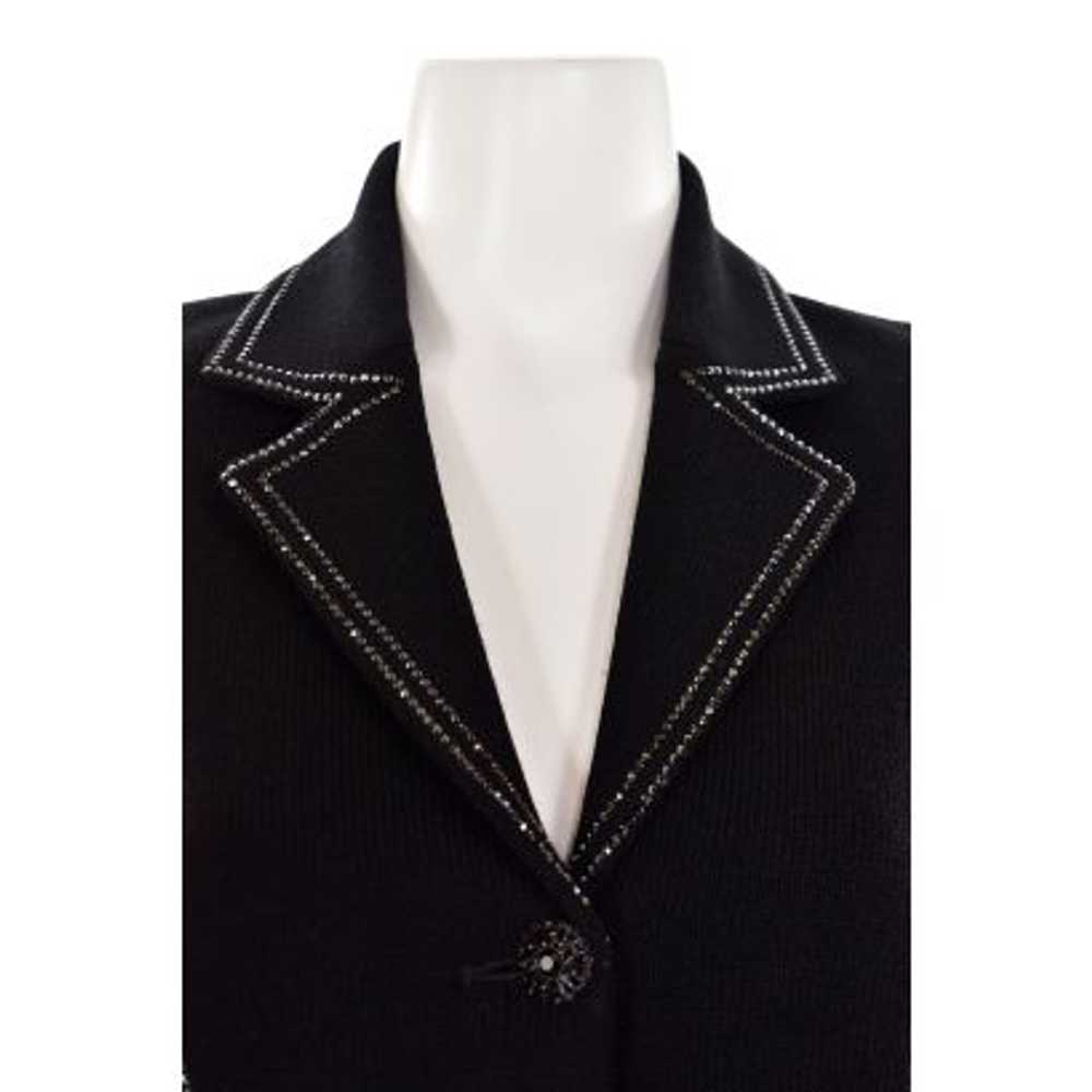 St. John Evening Long Black Jacket w/ Crystal Trim - image 2