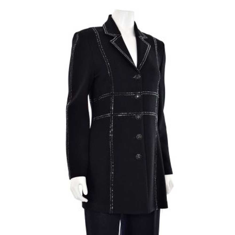 St. John Evening Long Black Jacket w/ Crystal Trim - image 4