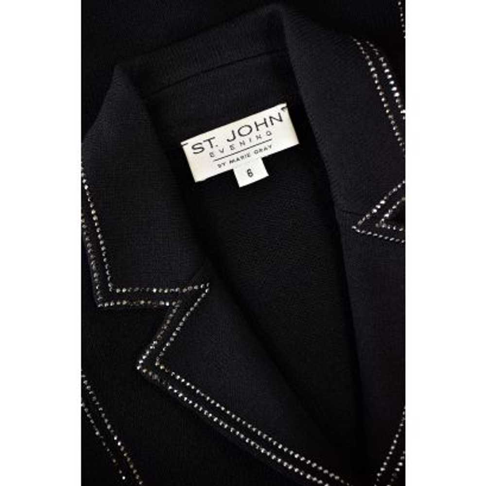 St. John Evening Long Black Jacket w/ Crystal Trim - image 8